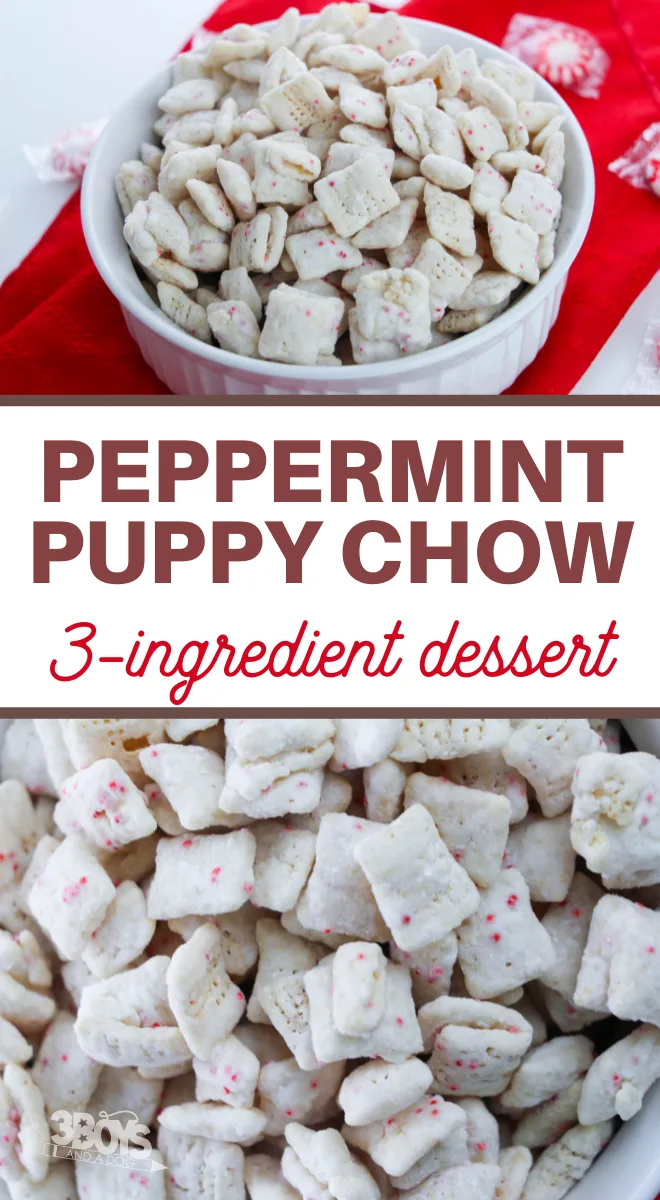 3 Ingredient Peppermint Puppy Chow by 3 Boys and A Dog - Weekend Potluck 508