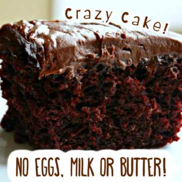 This is a photo of a piece of Chocolate Crazy Cake with Chocolate Frosting.