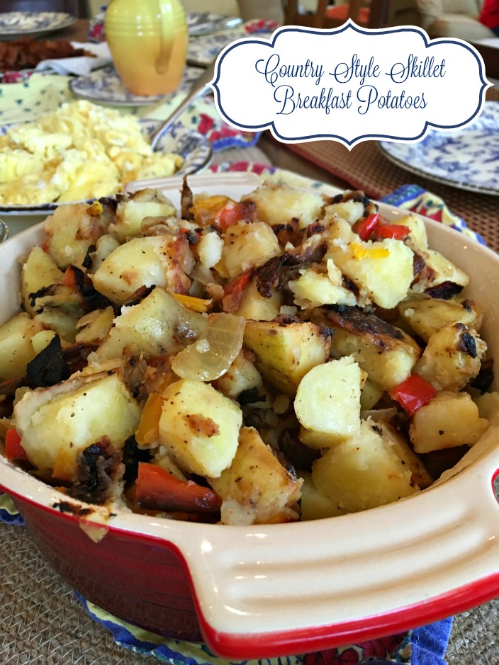 Country Style Skillet Breakfast Potatoes - Sweet Little Bluebird