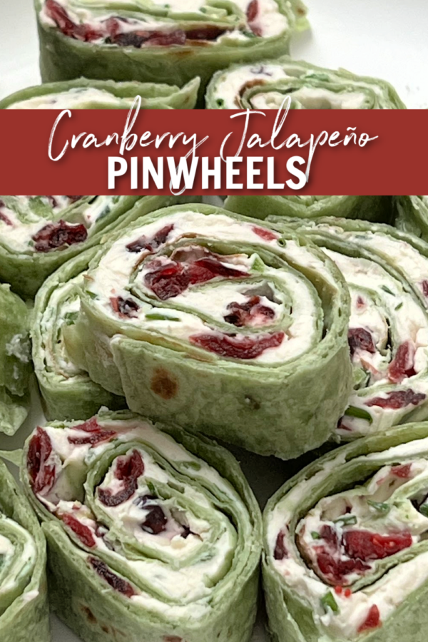 This photo shows Cranberry Jalapeño Pinwheels.
