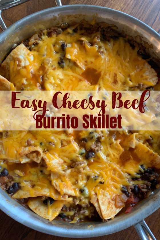 Easy Cheesy Beef Burrito Skillet by Sweet Little Bluebird - WEEKEND POTLUCK 468