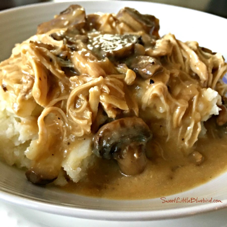 Easy Slow Cooker Smothered Chicken with Gravy from Sweet Little Bluebird