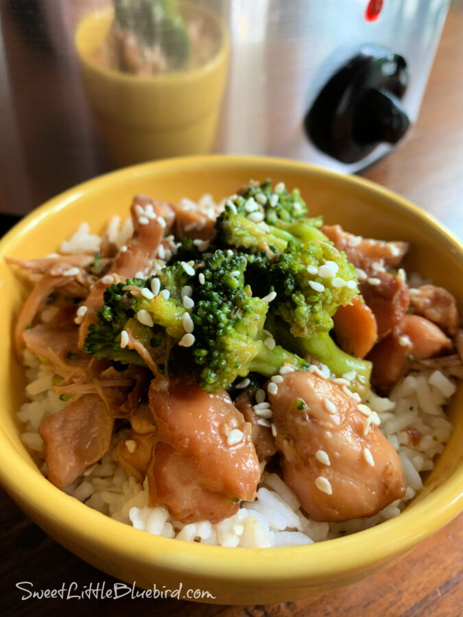 Easy Slow Cooker Teriyaki Chicken with Broccoli over Rice 