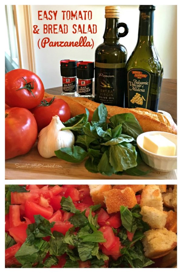 Easy Tomato and Bread Salad (Panzanella) from Sweet Little Bluebird