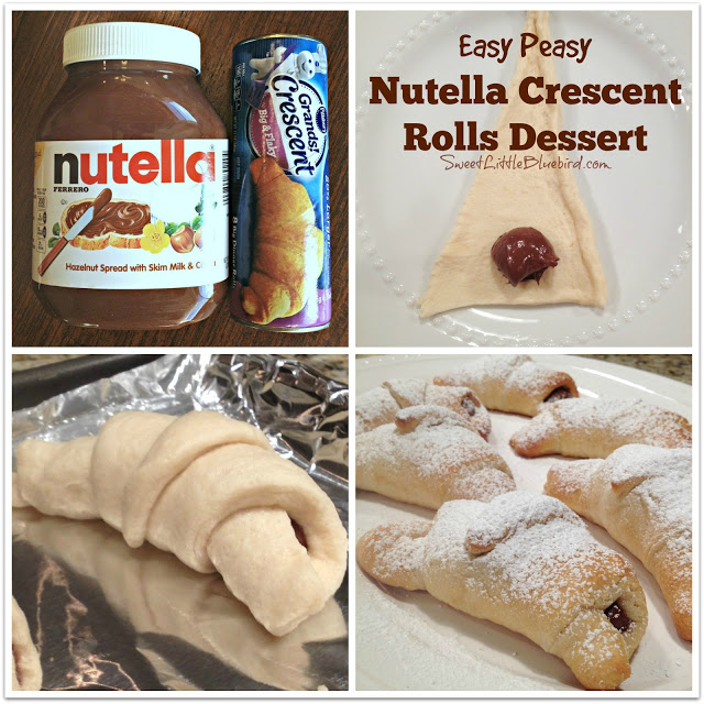 Photo Collage of the ingredients of for the recipe and making the crescent rolls.