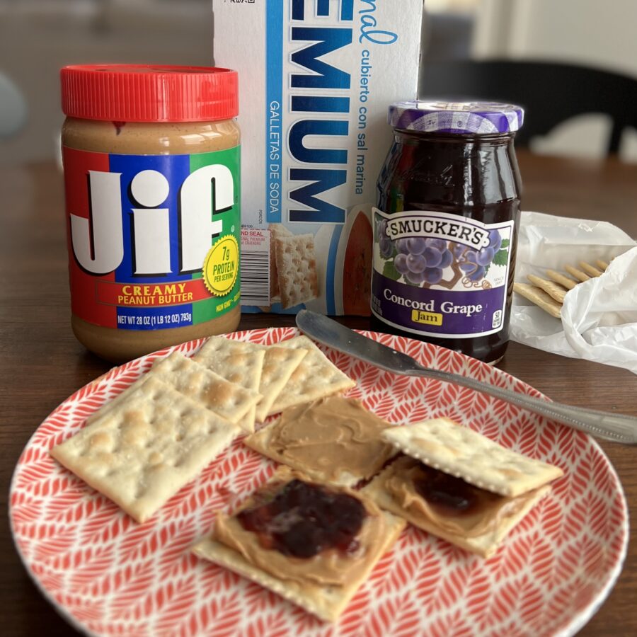 Peanut Butter and Jelly Saltine Cracker Sandwiches 