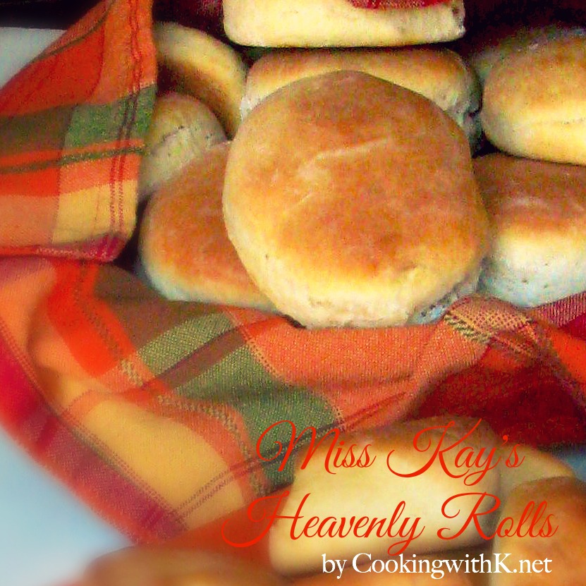 Heavenly Rolls, served in a basket with a plaid cloth napkin.