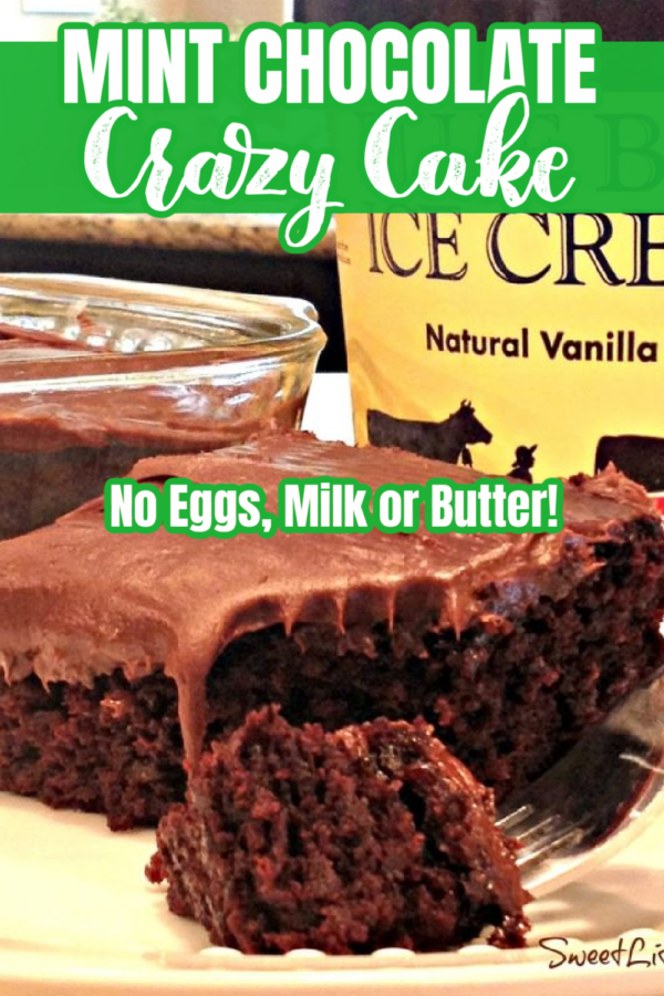 MINT CHOCOLATE CRAZY CAKE - No Eggs, Milk or Butter