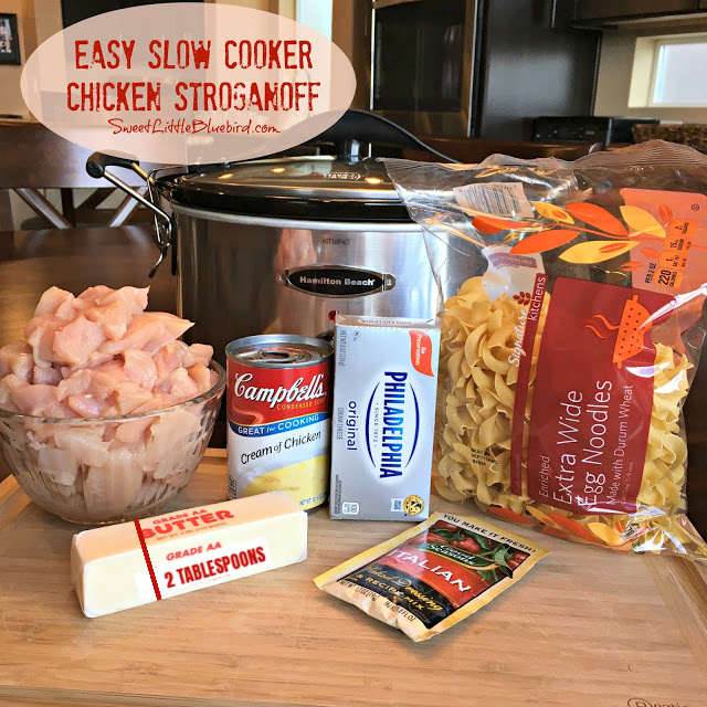 Photo of the ingredients needed to makeSlow Cooker Chicken Stroganoff