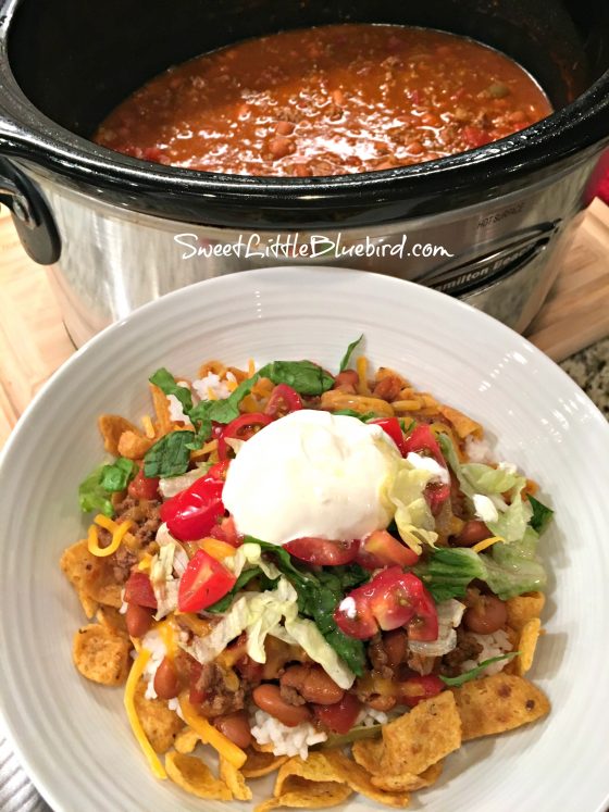 Slow Cooker Smothered Fritos Taco Bowls (Easy) - Sweet Little Bluebird