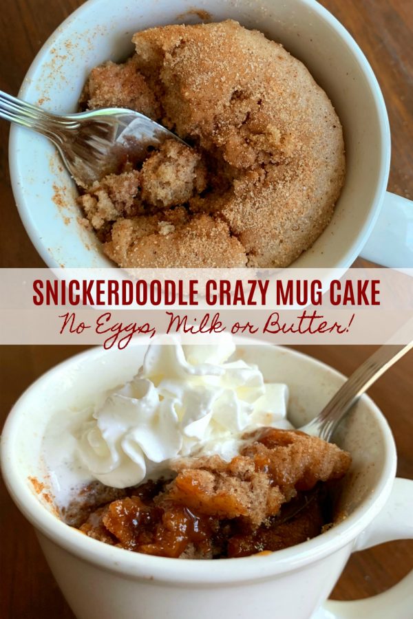 SNICKERDOODLE CRAZY MUG CAKE (NO EGGS, MILK or BUTTER) - Sweet Little Bluebird