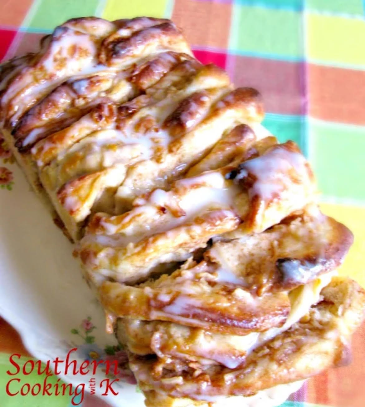 Apple Pull Apart Bread Apple Pull Apart Bread served on a white plate.