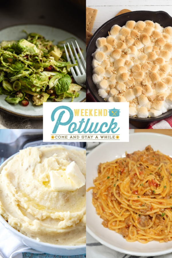 This week's features - Best Thanksgiving Salad, Warm Skillet S'mores Dip, Creamy Spaghetti and Crock Pot Mashed Potatoes.