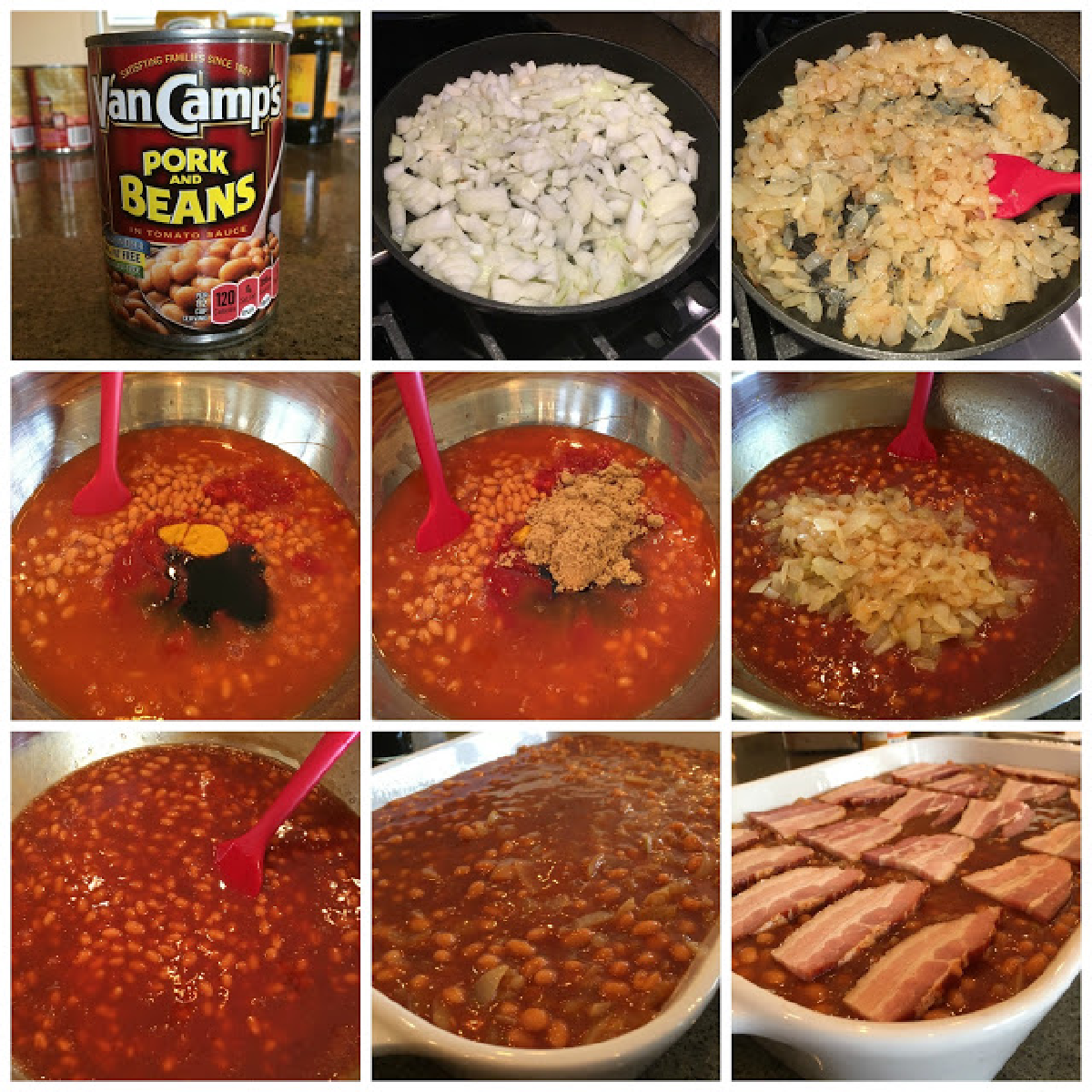 Collage showing 9 photos of the recipe being made.